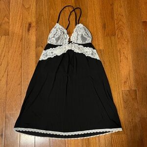 Victoria's Secret Black and White Lace Chemise